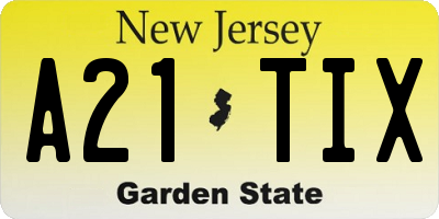 NJ license plate A21TIX