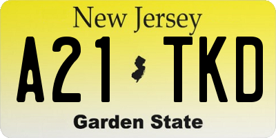 NJ license plate A21TKD