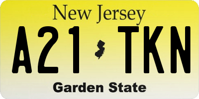 NJ license plate A21TKN
