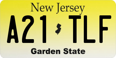 NJ license plate A21TLF