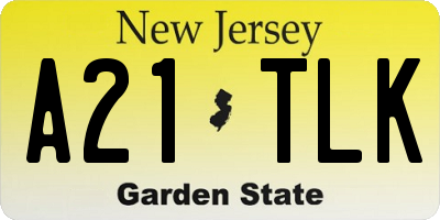 NJ license plate A21TLK