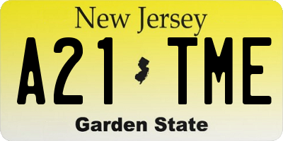 NJ license plate A21TME