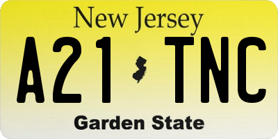 NJ license plate A21TNC