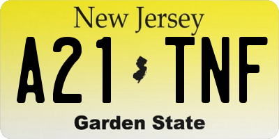 NJ license plate A21TNF