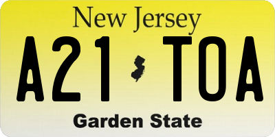 NJ license plate A21TOA