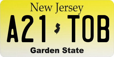 NJ license plate A21TOB