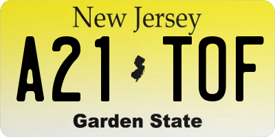 NJ license plate A21TOF