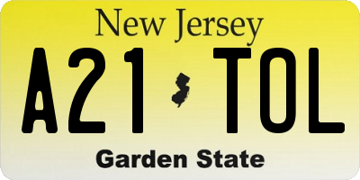 NJ license plate A21TOL