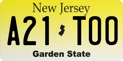NJ license plate A21TOO