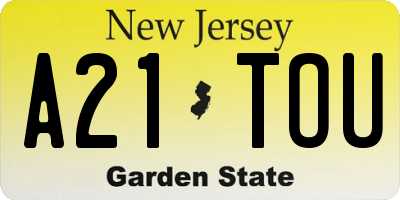 NJ license plate A21TOU