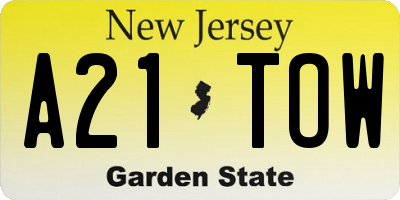 NJ license plate A21TOW
