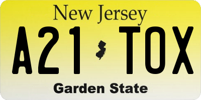 NJ license plate A21TOX