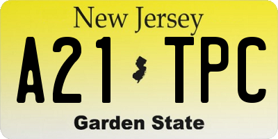 NJ license plate A21TPC