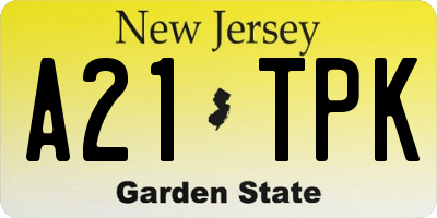 NJ license plate A21TPK