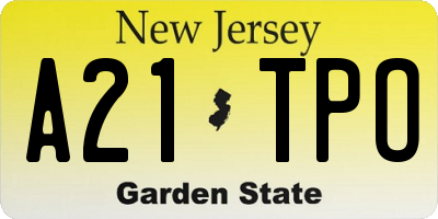 NJ license plate A21TPO
