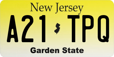 NJ license plate A21TPQ