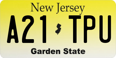 NJ license plate A21TPU