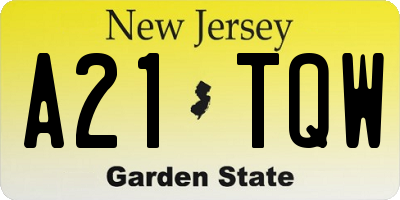 NJ license plate A21TQW