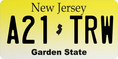 NJ license plate A21TRW