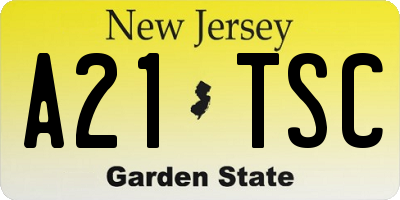 NJ license plate A21TSC