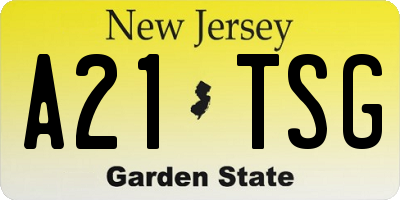 NJ license plate A21TSG