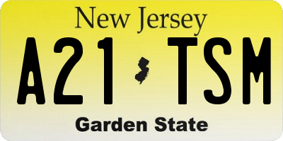 NJ license plate A21TSM