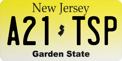 NJ license plate A21TSP