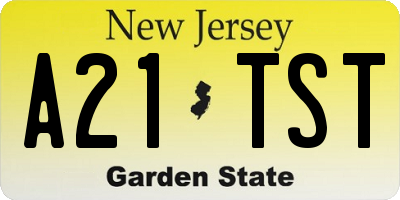 NJ license plate A21TST