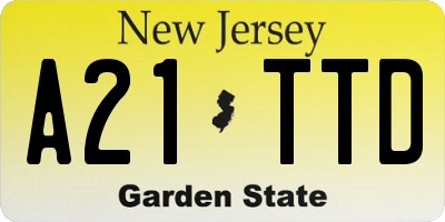 NJ license plate A21TTD