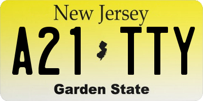 NJ license plate A21TTY