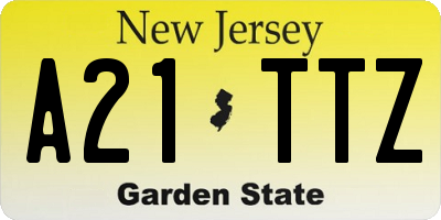 NJ license plate A21TTZ