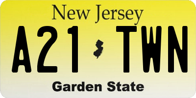 NJ license plate A21TWN