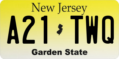 NJ license plate A21TWQ