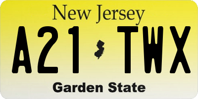 NJ license plate A21TWX