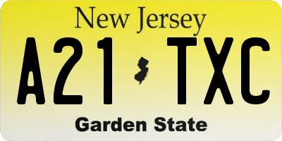 NJ license plate A21TXC