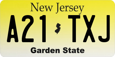 NJ license plate A21TXJ