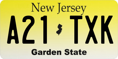 NJ license plate A21TXK