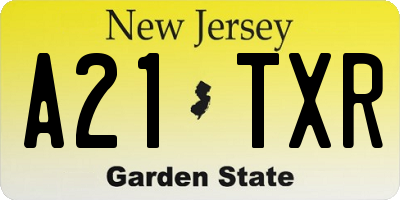 NJ license plate A21TXR