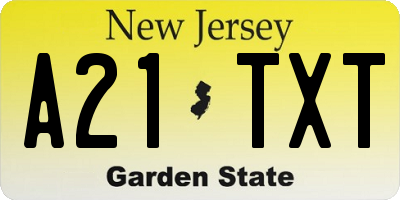 NJ license plate A21TXT