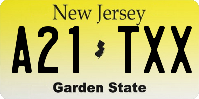 NJ license plate A21TXX