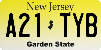 NJ license plate A21TYB