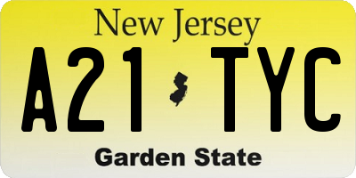 NJ license plate A21TYC