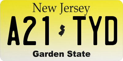 NJ license plate A21TYD