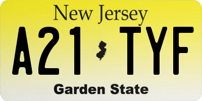NJ license plate A21TYF