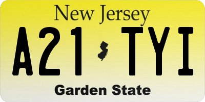 NJ license plate A21TYI