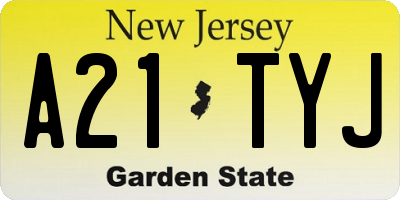 NJ license plate A21TYJ