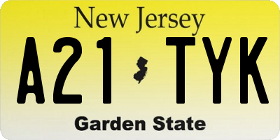 NJ license plate A21TYK