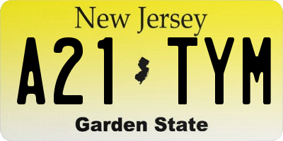 NJ license plate A21TYM