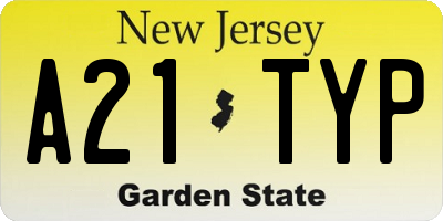 NJ license plate A21TYP