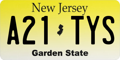 NJ license plate A21TYS